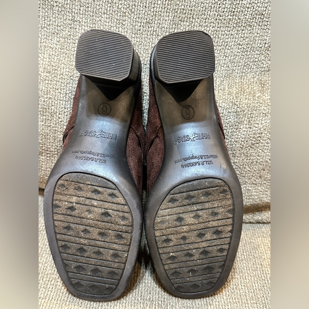 White Stag Brown Suede Mules with Gold Accent - Picture 5 of 16